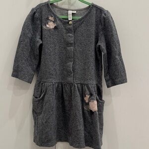 Janie and Jack Charcoal Gray Floral Pocket Dress